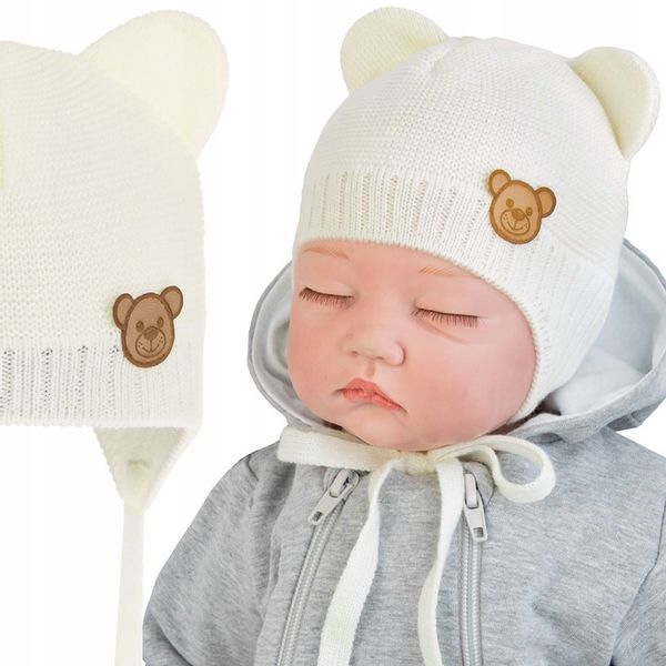 Czapka CZAPECZKA NIEMOWLĘCA dla niemowlaka Z USZAMI wiosna jesień 38-40 zdjęcie 1