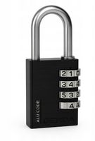 kłódka pałąkowa aluminiowa szyfrowa 4 dyski kas s40 czarna - mp klo 62800