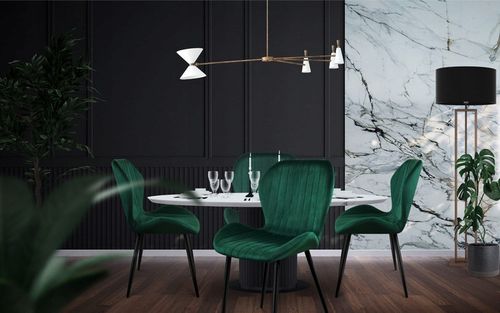Krzesło welurowe tapicerowane MARK ADLER zielone do jadalni salonu na Arena.pl
