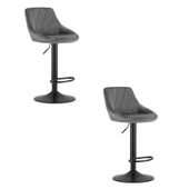 Hoker nowoczesny KAST szary welur aksamit 2 szt. do kuchni baru wyspy