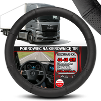 NAKŁADKA NA KIEROWNICĘ TIR PÓŁPERFOROWANY POKROWIEC CZARNA SKÓRA 44-46 CM