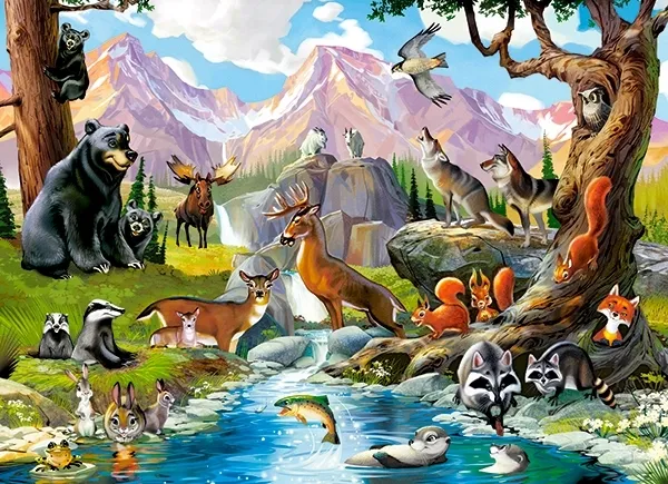 Puzzle 70 elementów. Dzikie zwierzęta zdjęcie 2