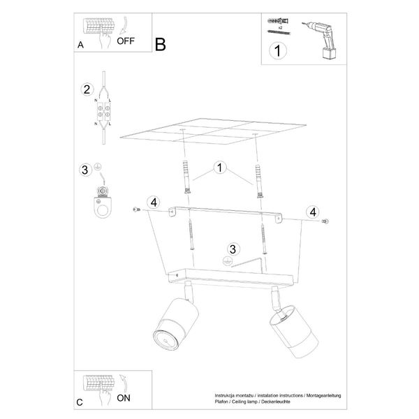 Plafon NERO 2 czarny/chrom zdjęcie 5