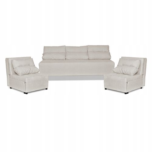 Zestaw KIMO funkcja spania sofa fotele Family Meble beżowy Twisster sztruks na Arena.pl