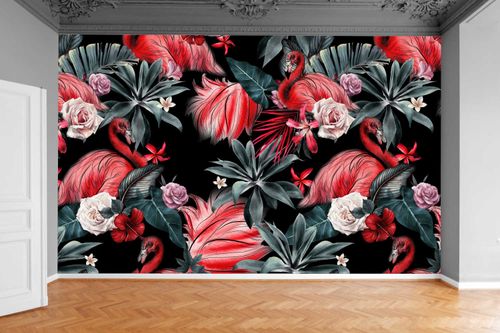 Fototapeta AKWARELA KWIATY FLAMINGI 370x250 na Arena.pl