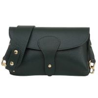 VERA PELLE torebka damska skórzana listonoszka z paskiem V725 c.zielona