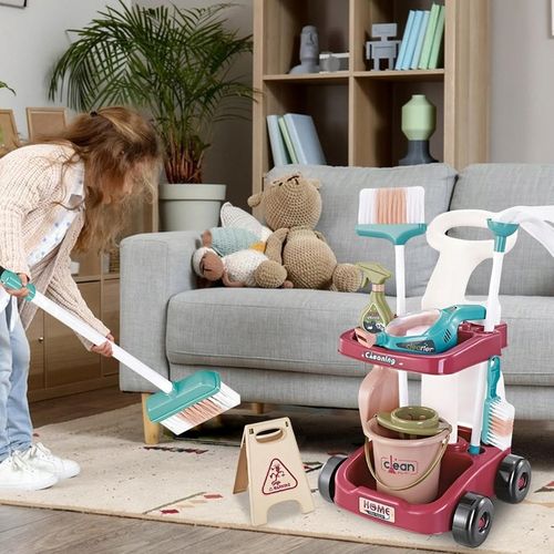 Zestaw do Sprzątania Czyszczenia dla Dzieci Wózek Mop Odkurzacz Miotła 16el na Arena.pl