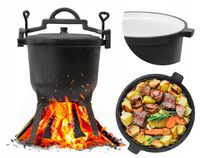 Kociołek 8l ŻELIWNY EMALIOWANY stojący MEYERHOFF garnek ognisko