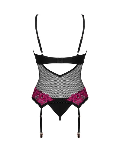 obsessive rosenty xl/2xl komplet koszulka z paseczkami + stringi czarny na Arena.pl