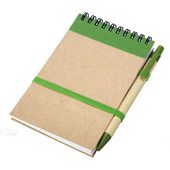Notes eco z długopisem, Zielony / Beżowy