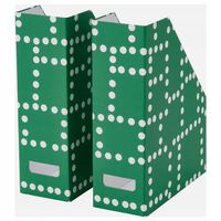 IKEA FJÄDERHARV Segregator, zielony/w kropki komplet 2 sztuk