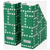 IKEA FJÄDERHARV Segregator, zielony/w kropki komplet 2 sztuk
