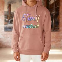 Bluza z kapturem pudrowy róż z Twoim nadrukiem - Kangaroo M