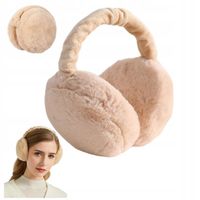 NAUSZNIKI ZIMOWE DAMSKIE OCIEPLANE PLUSZOWE REGULOWANE SKŁADANE BEŻOWE