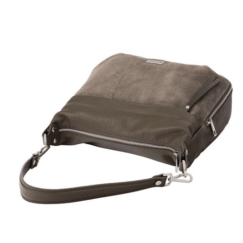 Skórzana torebka z zamszowym akcentem - Beżowa ciemna na Arena.pl