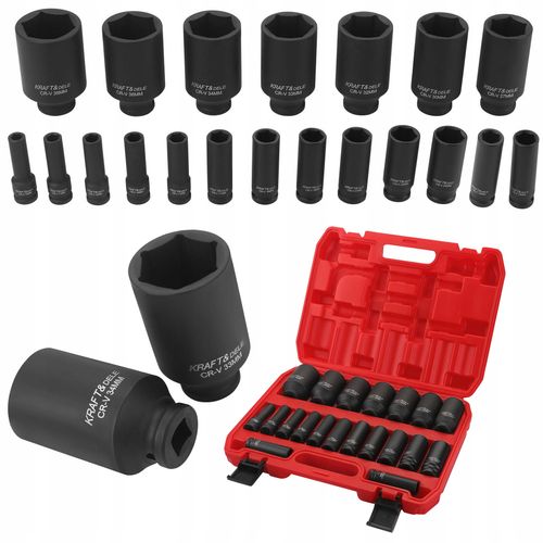 Zestaw Nasadek Udarowych 20 Elementów 6-Kątne 1/2"" 10-38 mm Kraft&Dele na Arena.pl