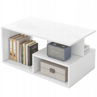 Stolik biały kawowy skandynawski z półką salon loft duży uniwersalny 90CM