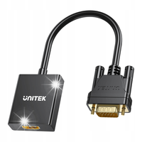 Unitek Adapter VGA męskie na HDMI żeńskie, FullHD, czarny, 15cm