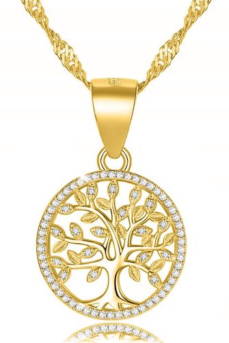 ZŁOTY ŁAŃCUSZEK DRZEWKO SZCZĘŚCIA NASZYJNIK SREBRO PRÓBA 925 DAMSKI na Arena.pl