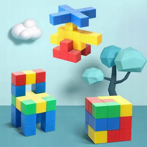 Klocki magnetyczne edukacyjne KOSTKI SZEŚCIANY Zestaw 64 el. magnesy na Arena.pl