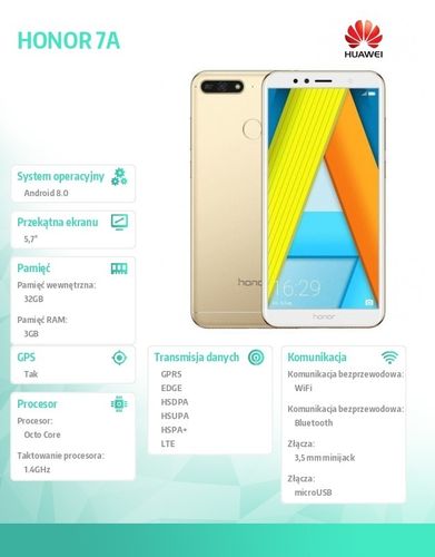 Huawei HONOR 7A Dual SIM złoty na Arena.pl