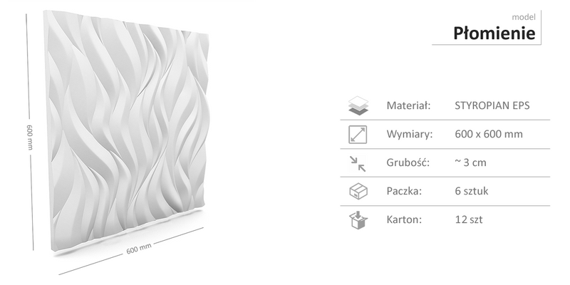 Dekoracyjne Panele Ścienne 60x60 - PŁOMIENIE zdjęcie 3