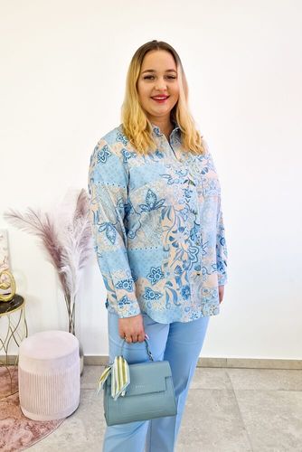 Koszula Damska we Wzory Błękitno-Beżowa 46 na Arena.pl