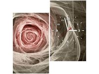 60X60CM ZEGAR RÓŻA KTALNA JASNY RÓŻ OBRAZ DRUK DREWNO ŚCIAN KWADRAT