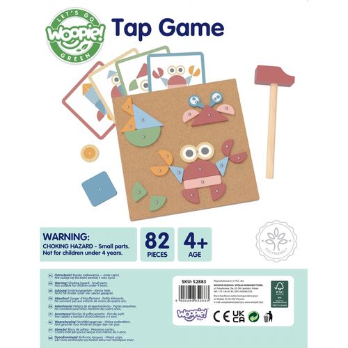 WOOPIE GREEN Drewniana Przybijanka z Młotkiem Układanka 20 wzorów 82 el. na Arena.pl