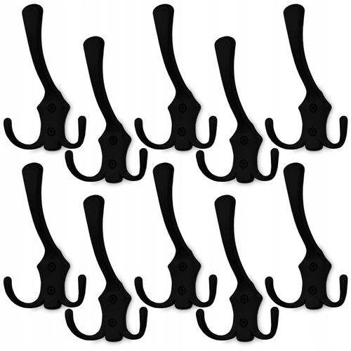 10x HACZYK NA UBRANIA CZARNY WIESZAK NA UBRANIA ŚCIENNY WIESZAK MEBLOWY na Arena.pl
