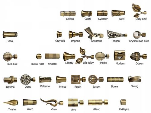 KARNISZ pojedynczy 19mm / 240 cm LUXURY CICHE KÓŁKA wzory 6 KOLORÓW wybór na Arena.pl