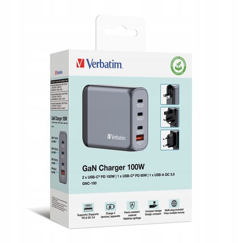 Ladowarka Verbatim GaN 4-w-1 100W na Arena.pl