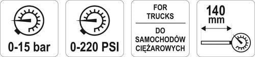 ciśnieniomierz do aut ciężarowych 15bar - yt-24301 na Arena.pl