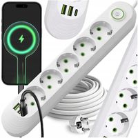 PRZEDŁUŻACZ LISTWA ZASILAJĄCA SIECIOWA 5 GNIAZD 5M 2x USB 1x USB-C WŁĄCZNIK