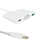 Qoltec Adapter USB 3.1 Typ C męski | VGA żeński + USB 3.0 A żeński + USB 3.1 Typ C żeński PD | 0.19m