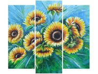 90 80CM OBRAZ T3 ELEM SŁONECZNIKI NIEBIESKIM DRUK ŚCIENNY