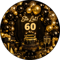 Opłatek na tort Urodziny 18 30 40 50 60 Okazjonalny Balony Szampan Drink