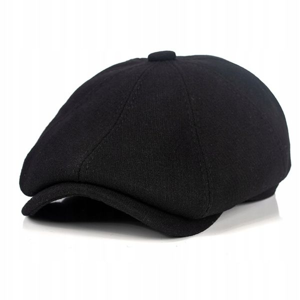 Kaszkiet Męski Czarny Czapka Wełna Premium Retro PEAKY BLINDERS Gazeciarz zdjęcie 1