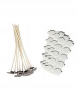 Knoty do świec z blaszką + kropki kleju klej zestaw 100 szt.