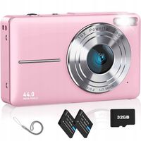APARAT CYFROWY APARAT FOTOGRAFICZNY RÓŻOWY HD 1080P 44 MP +KARTA 32GB