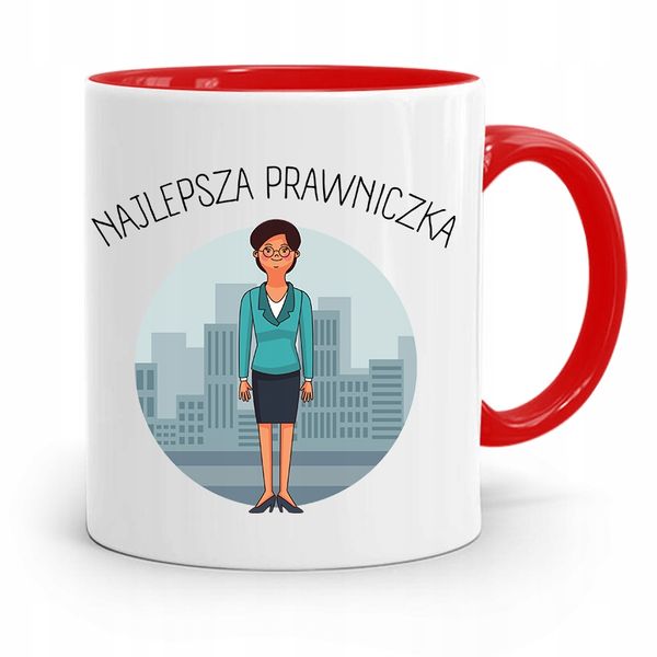 Kubek Czerwony Prawnika Najlepsza Prawniczka Z Nadrukiem Ze Zdjęciem zdjęcie 1