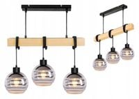 LAMPA drewniana belka wisząca sufitowa ŻYRANDOL ZWIS LOFT szklany na 3x E27