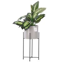 Doniczka ceramiczna Jasny szary osłonka stojak metal połysk kwietnik H33cm