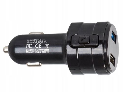Transmiter Bluetooth FM MP3 + Ładowarka Samochodowa 2x USB czarny na Arena.pl