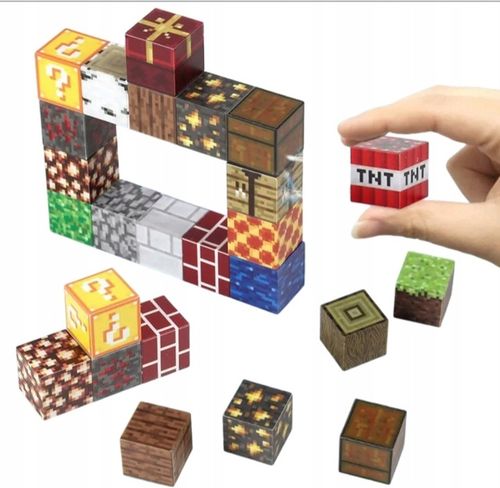 KLOCKI MAGNETYCZNE 100 KLOCKÓW KONSTRUKCYJNE SZEŚCIANY PIKSELE + 1 LUDZIK na Arena.pl