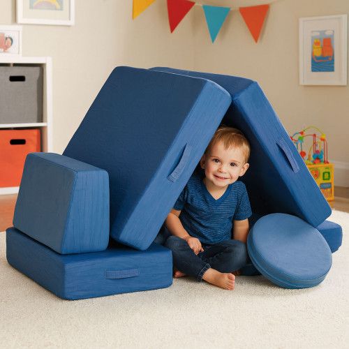 SOFA MODUŁOWA ECOTOYS DLA DZIECI 8 ELEMENTÓW NIEBIESKA 120 KG na Arena.pl