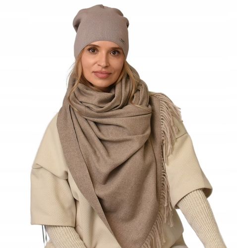 Jesienna CZAPKA damska nakrycie głowy polski producent latte gładka V3 na Arena.pl