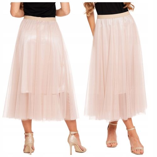 SPÓDNICA TIUL DLA NIEJ DAMSKA DO POŁOWY UDA ELEGANCKA MORAJ L/XL BEŻOWA na Arena.pl