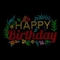 Duży arkusz z cyrkoniami do termotransferu - Happy Birthday