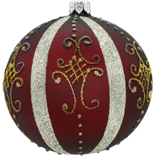 Bombka czerwona z eleganckimi srebrnymi zdobieniami na Arena.pl